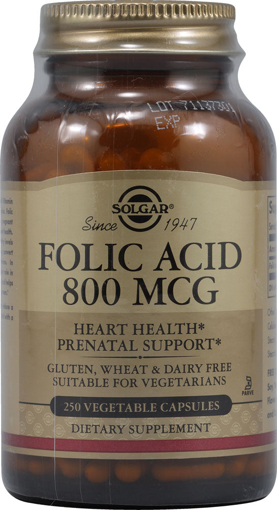 Solgar Folate, 800 Mcg, 250 Vegetable Capsules